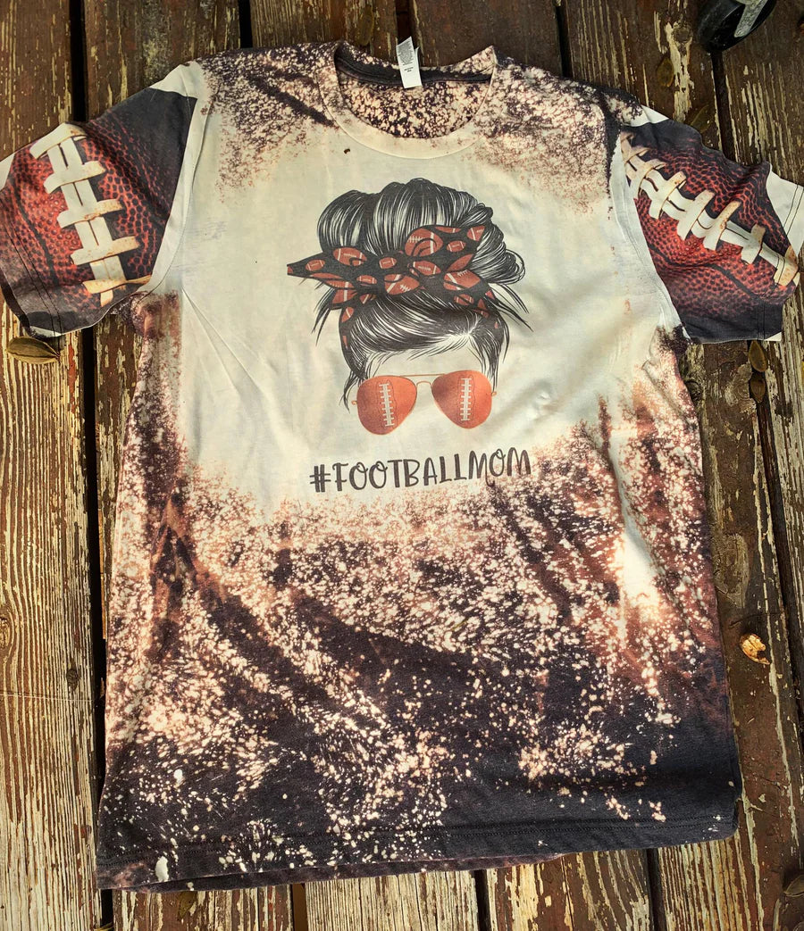Football Mom Bleached Tees