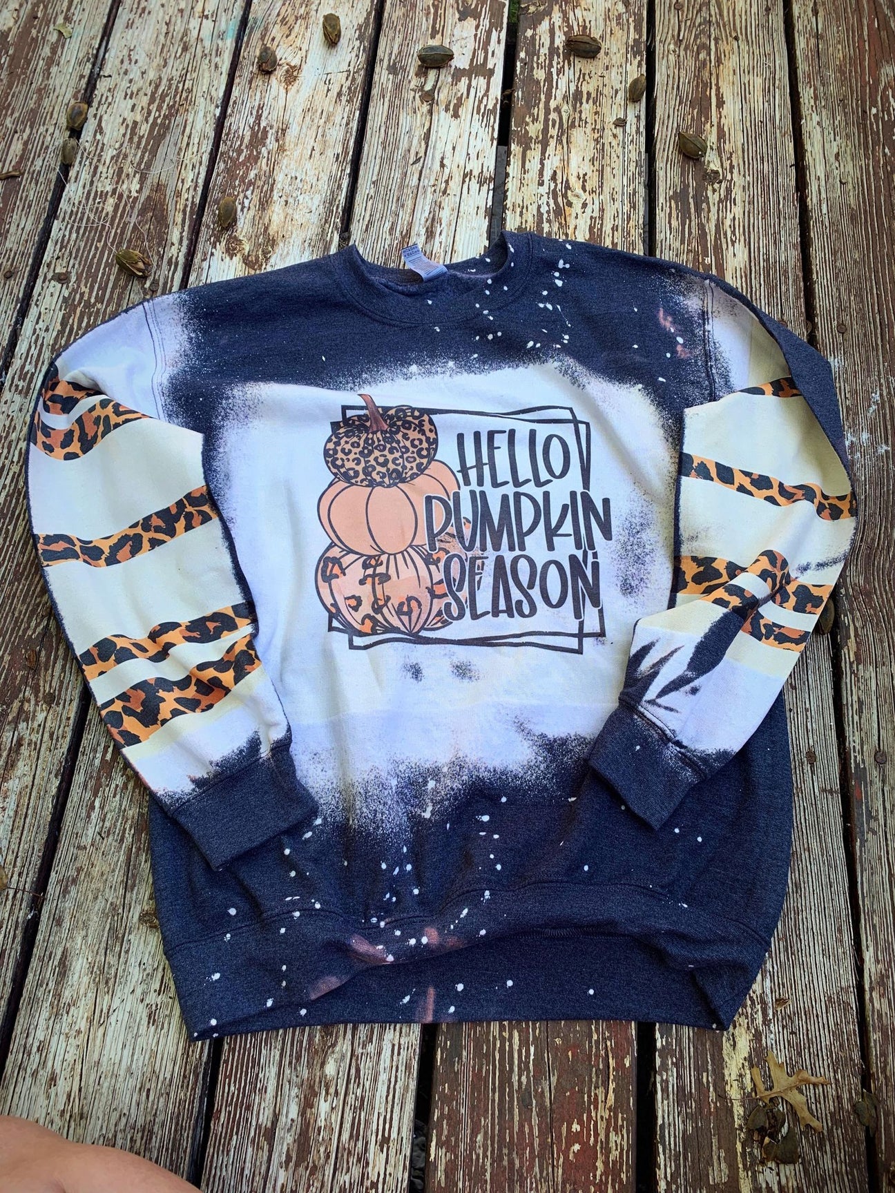 Hello Pumpkin Season Bleached Sweatshirts