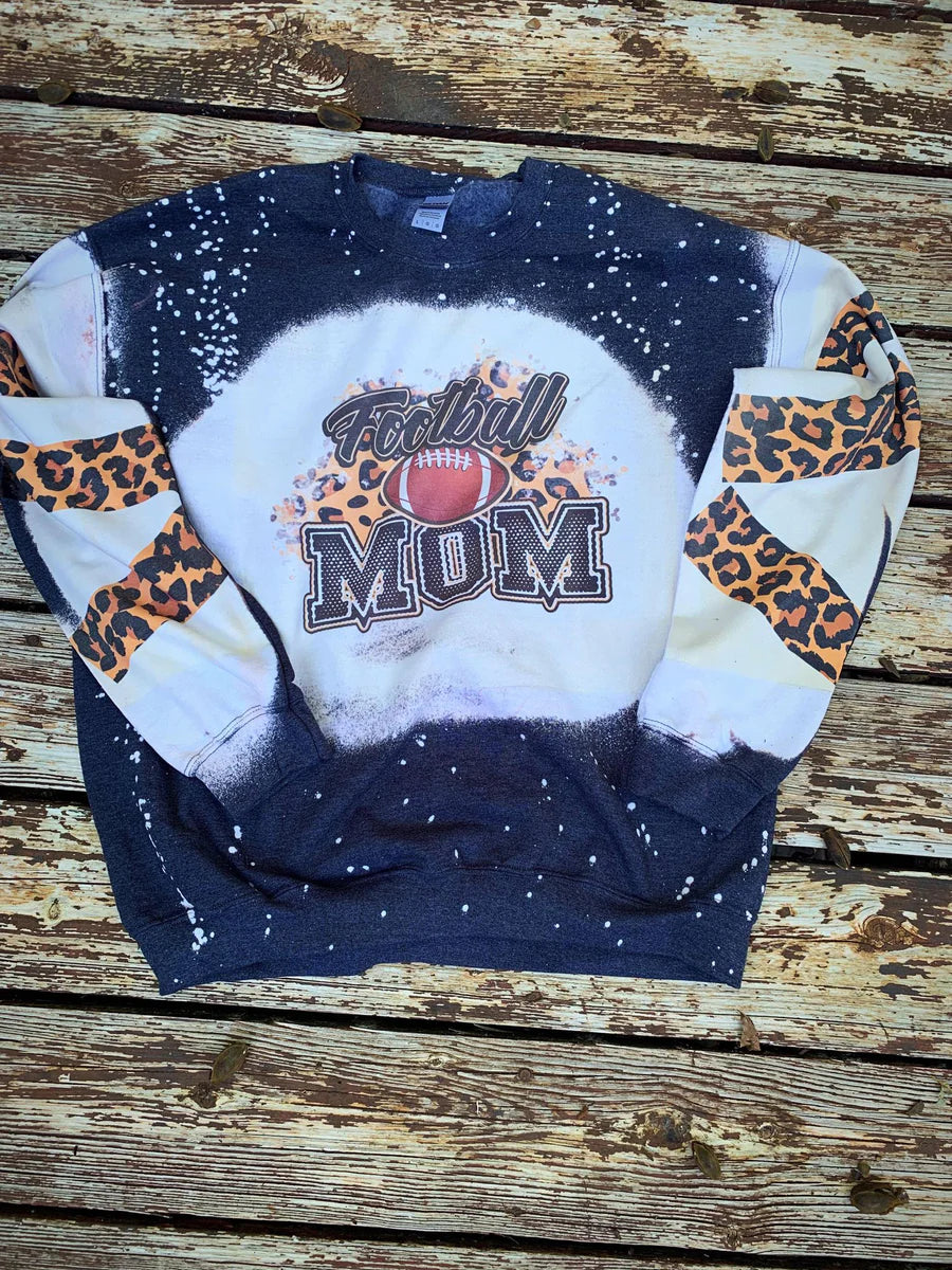 Football mom Bleached Sweatshirts