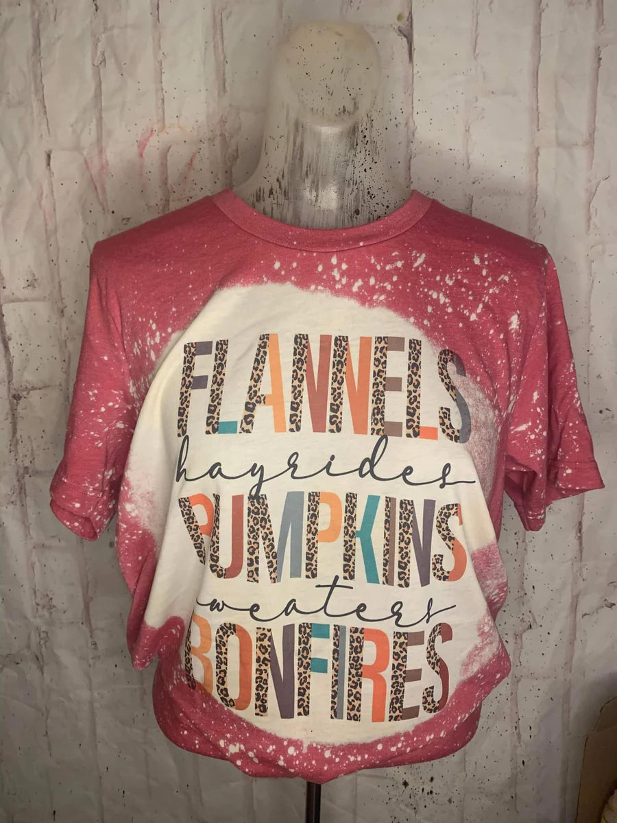 Flannel Hayrides pumpkin Bleached Tees