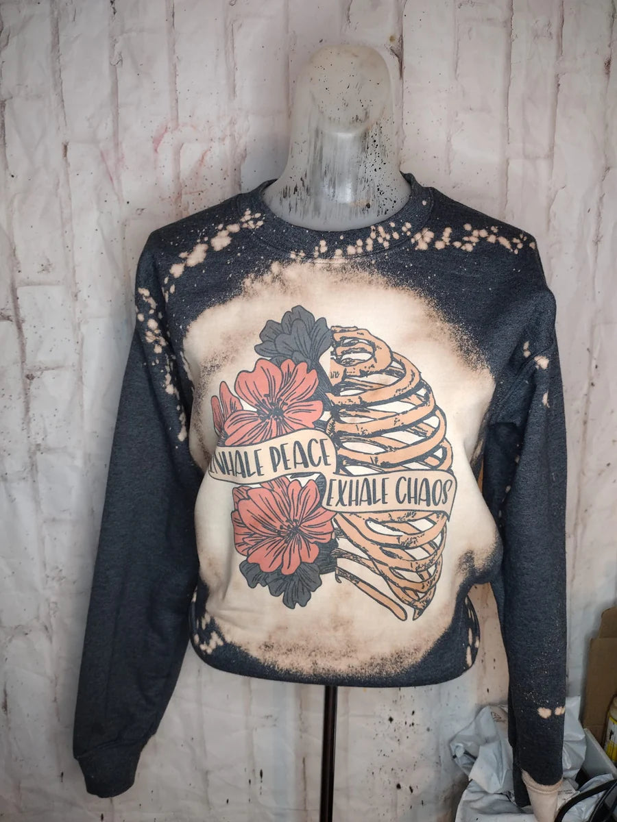 Inhale Peace Bleached Sweatshirts