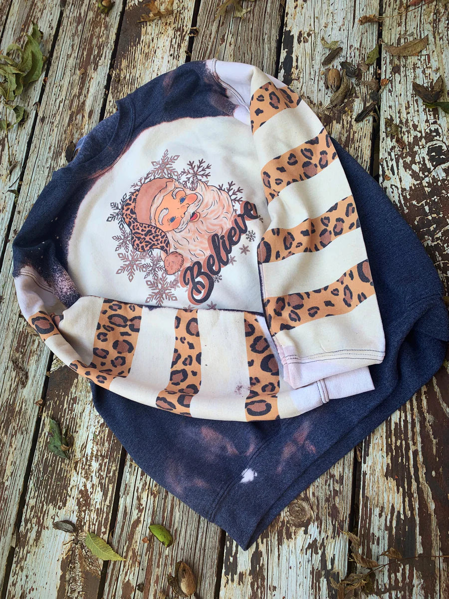 Believe Christmas Bleached Sweatshirt