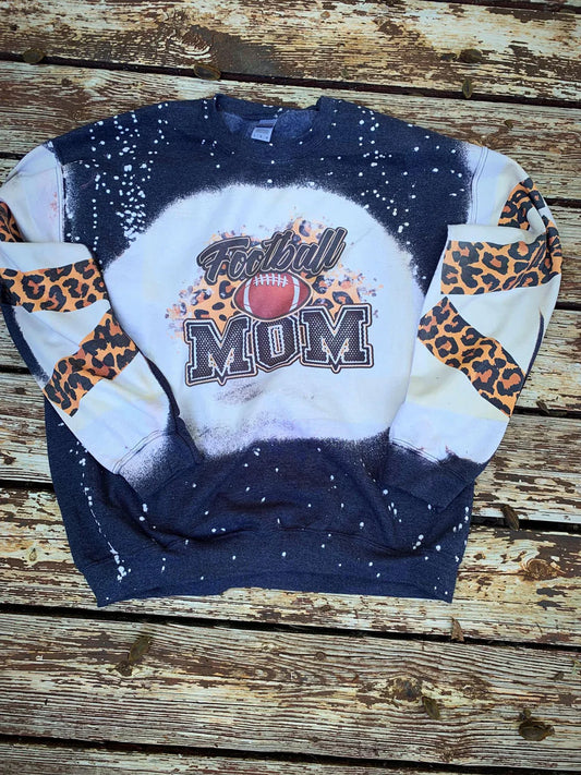 Football mom Bleached Sweatshirts