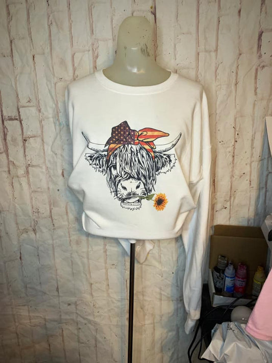 Flag Highland Cow Sweatshirt