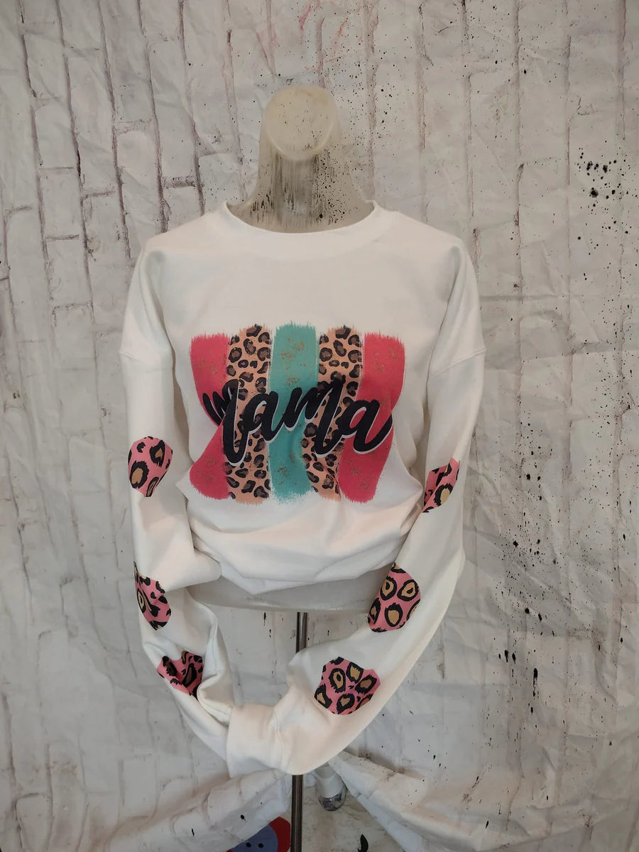 Mama Pink Leopard Sweatshirt
