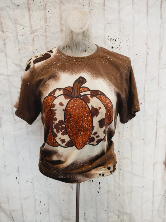 Cowhide Pumpkin Bleached Tees
