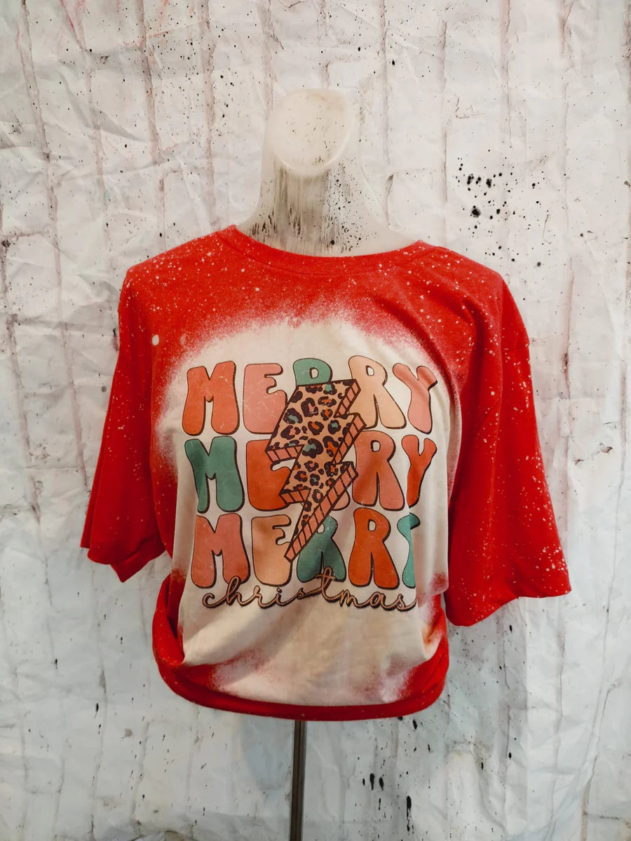 Merry Christmas Bleached Tees