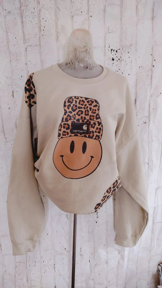 Leopard smiley face Sweatshirt
