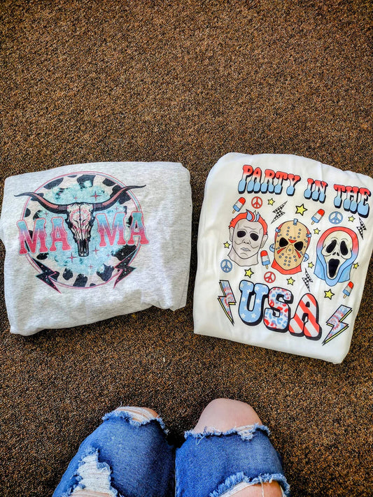 mama bull skull  Tee