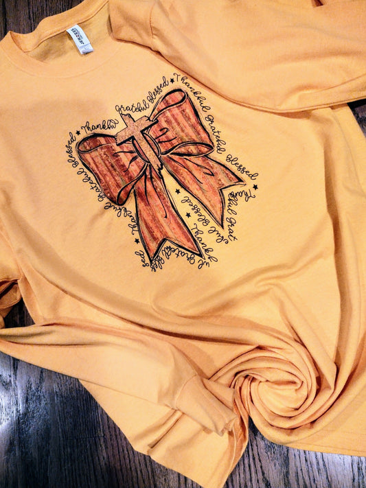 Grateful blessed bow long sleeve