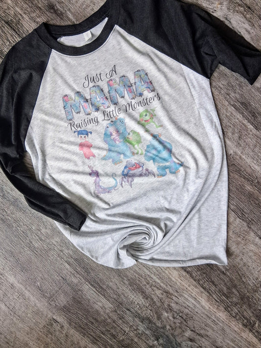 Just a mama Trying to raise her monsters raglan