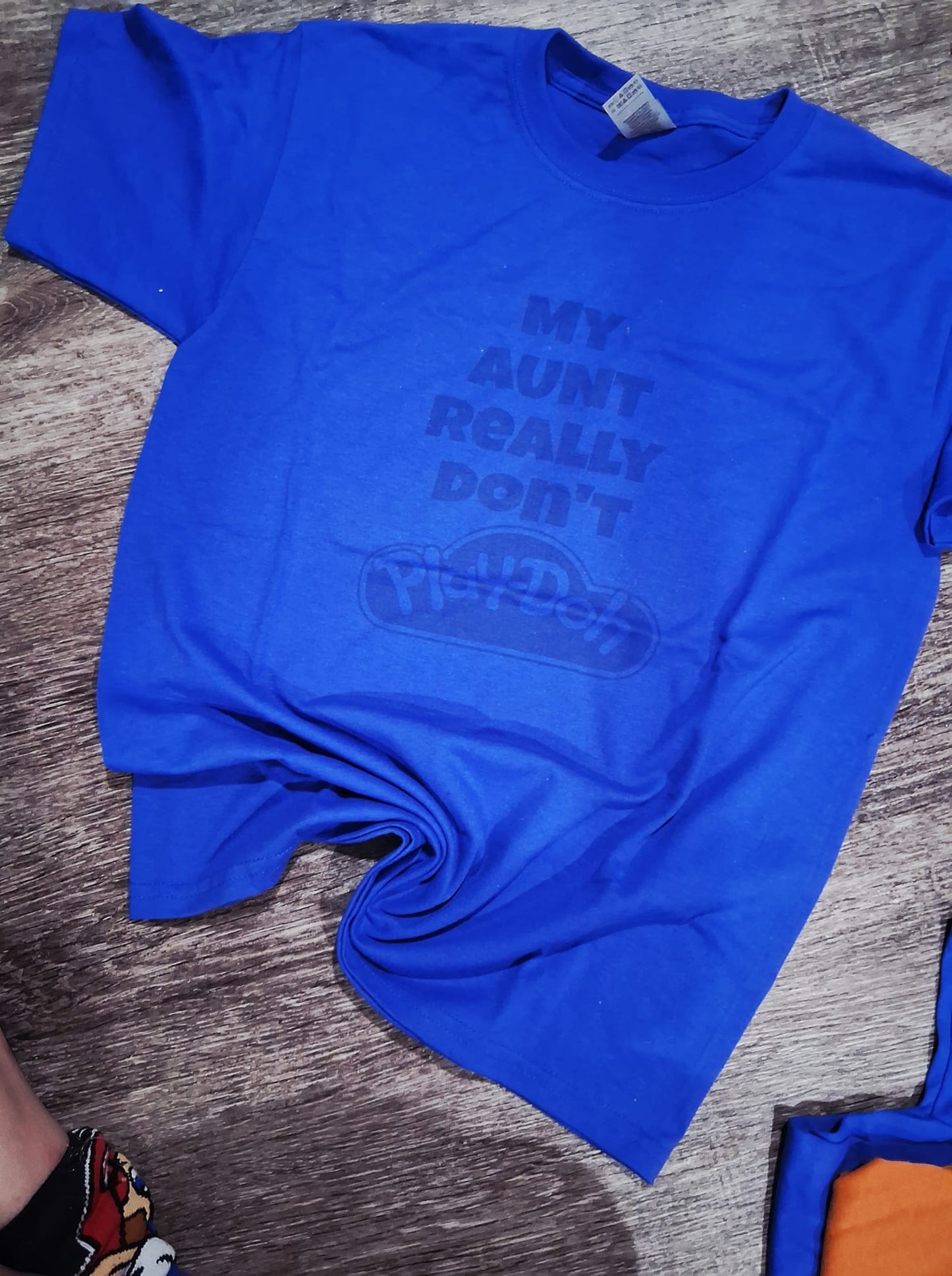 My aunt dont play though kids shirt