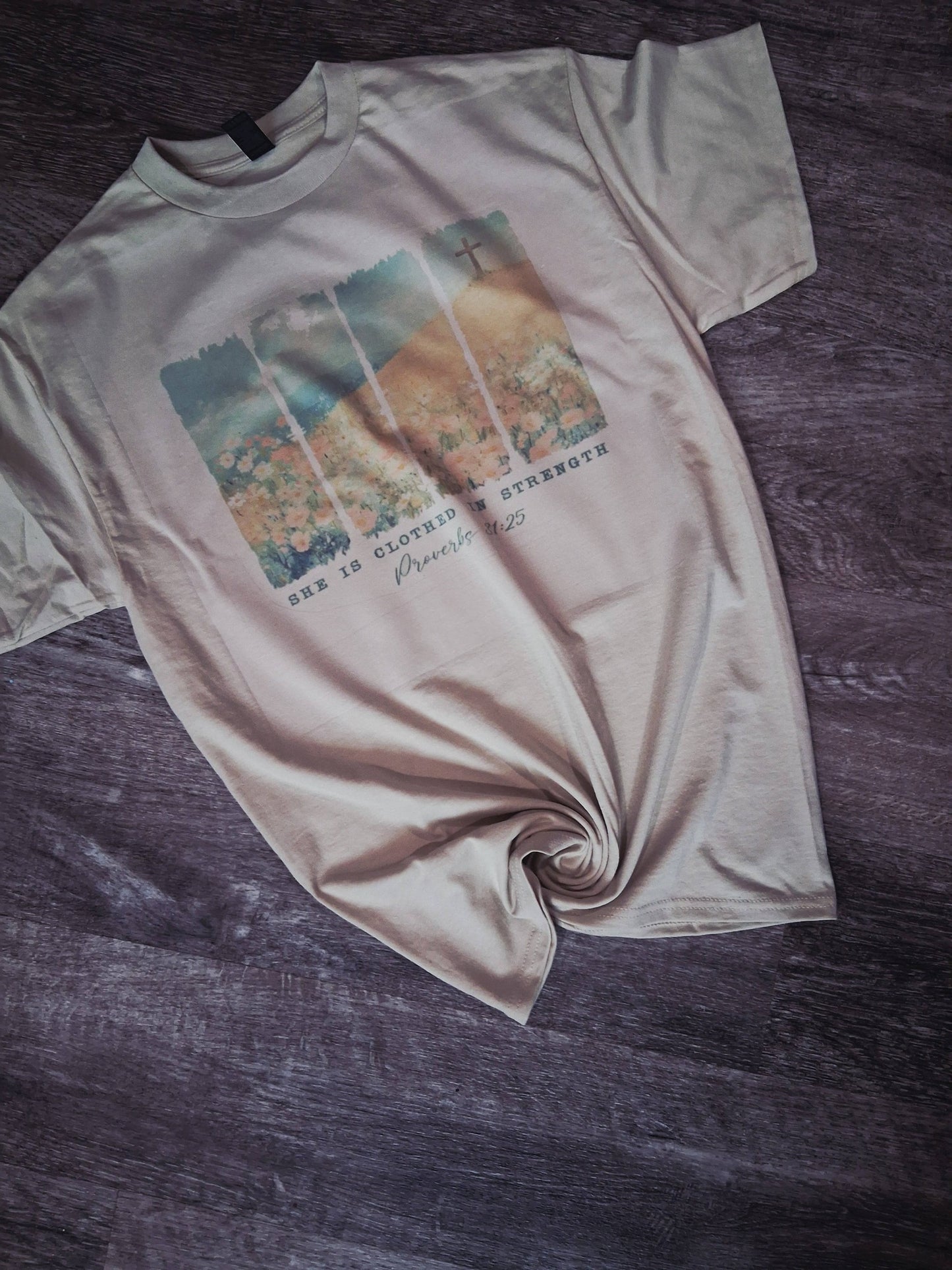 She is clothed in Strength Shirt